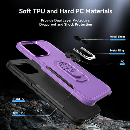 Phone Case with Ring Stand for Iphone 14 Pro Max/14 Pro/14 Plus/14 Shockproof Armor Cover, Purple