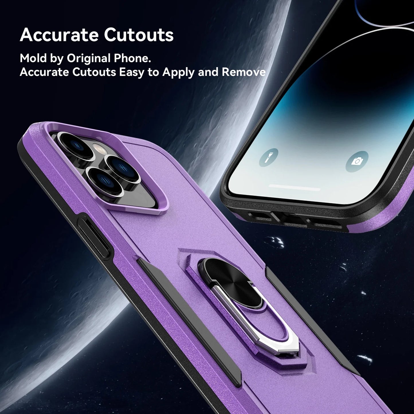 Phone Case with Ring Stand for Iphone 14 Pro Max/14 Pro/14 Plus/14 Shockproof Armor Cover, Purple