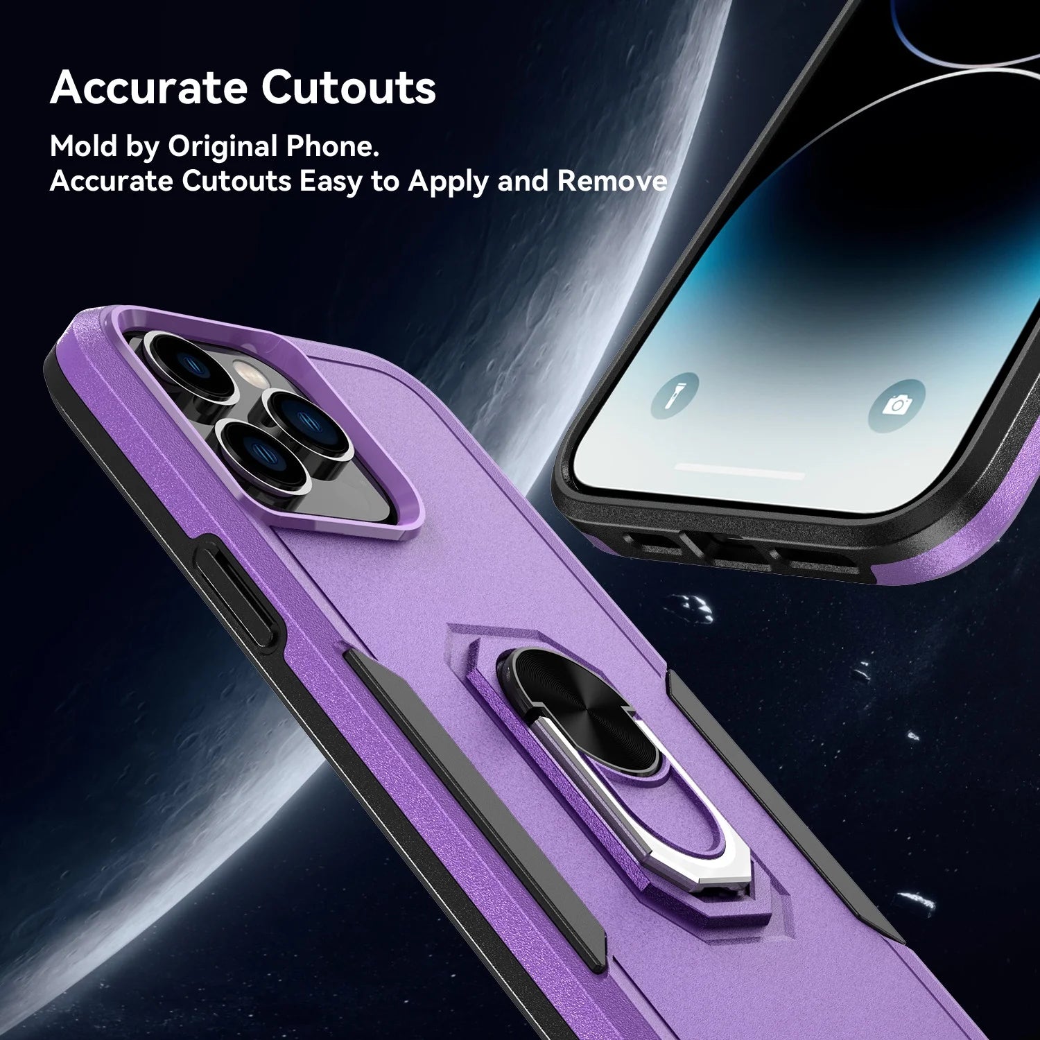 Phone Case with Ring Stand for Iphone 14 Pro Max/14 Pro/14 Plus/14 Shockproof Armor Cover, Purple