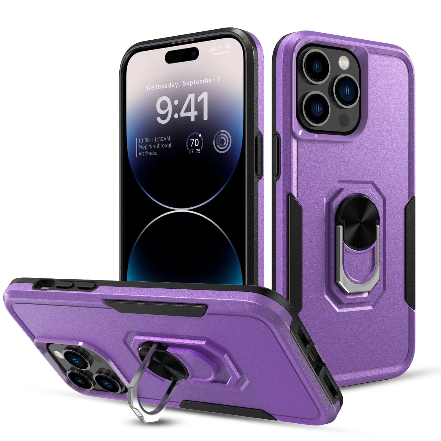 Phone Case with Ring Stand for Iphone 14 Pro Max/14 Pro/14 Plus/14 Shockproof Armor Cover, Purple