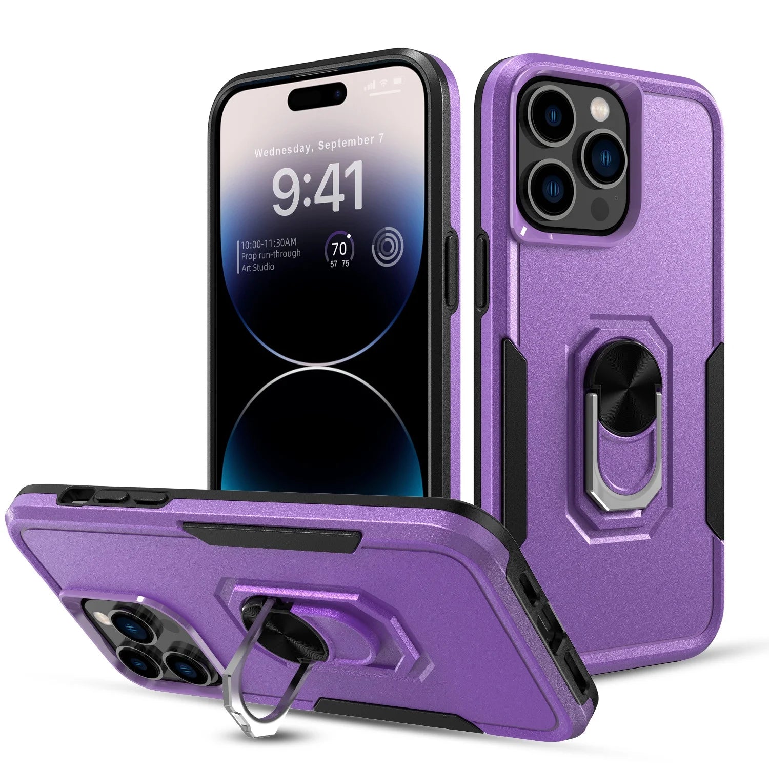 Phone Case with Ring Stand for Iphone 14 Pro Max/14 Pro/14 Plus/14 Shockproof Armor Cover, Purple