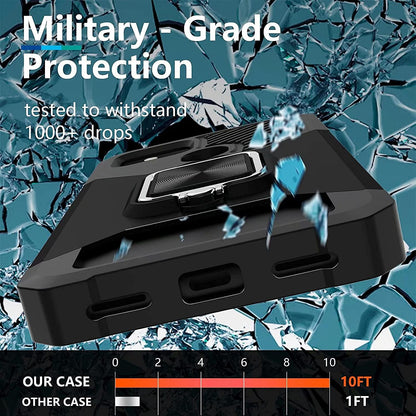 For Google Pixel 5A 5G Case with 2 Pack Tempered Glass Screen Protector, Dual Layer Protective Case with Ring Kickstand & Card Holder Slot Heavy Duty Defender Armor Back Cover - Black