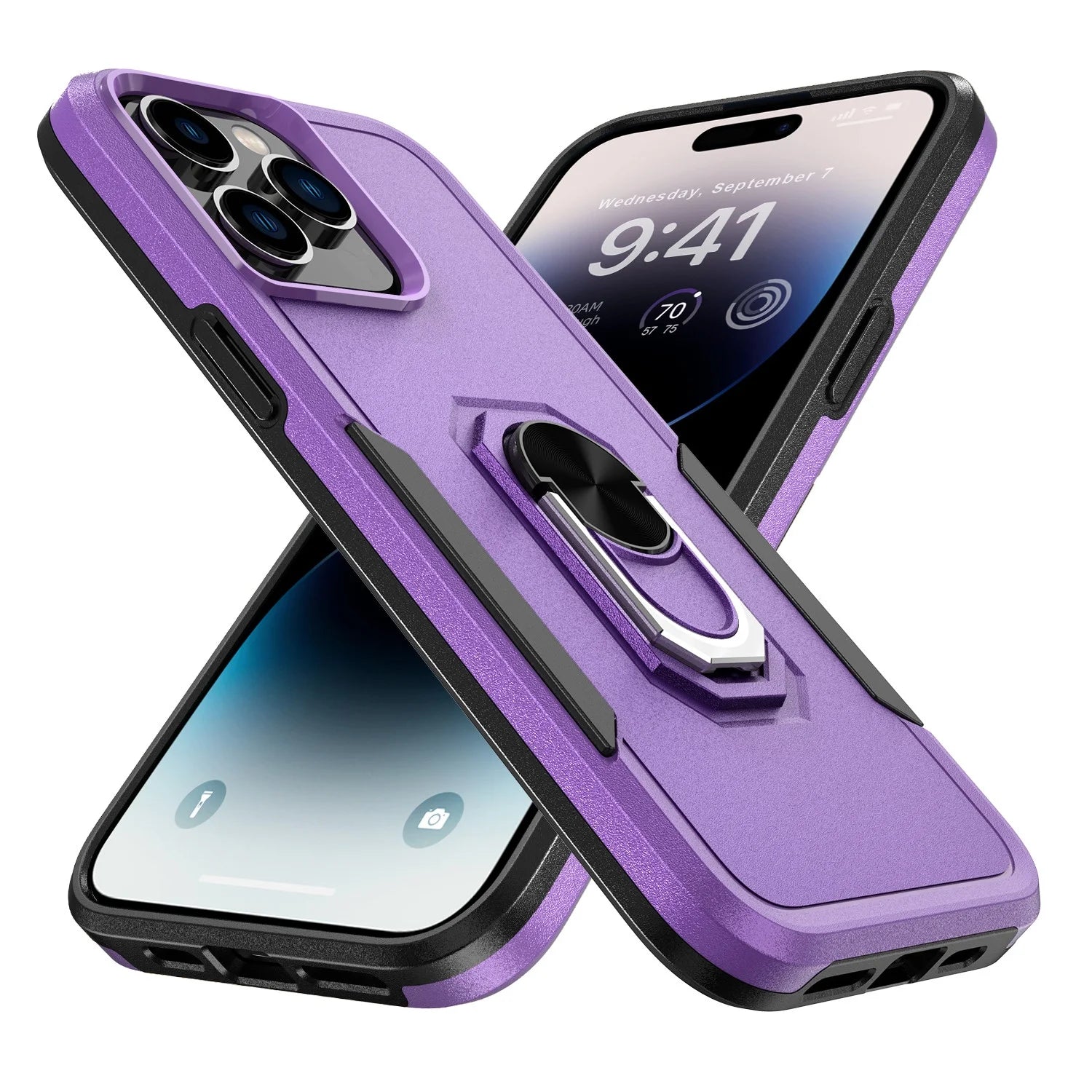 Phone Case with Ring Stand for Iphone 14 Pro Max/14 Pro/14 Plus/14 Shockproof Armor Cover, Purple