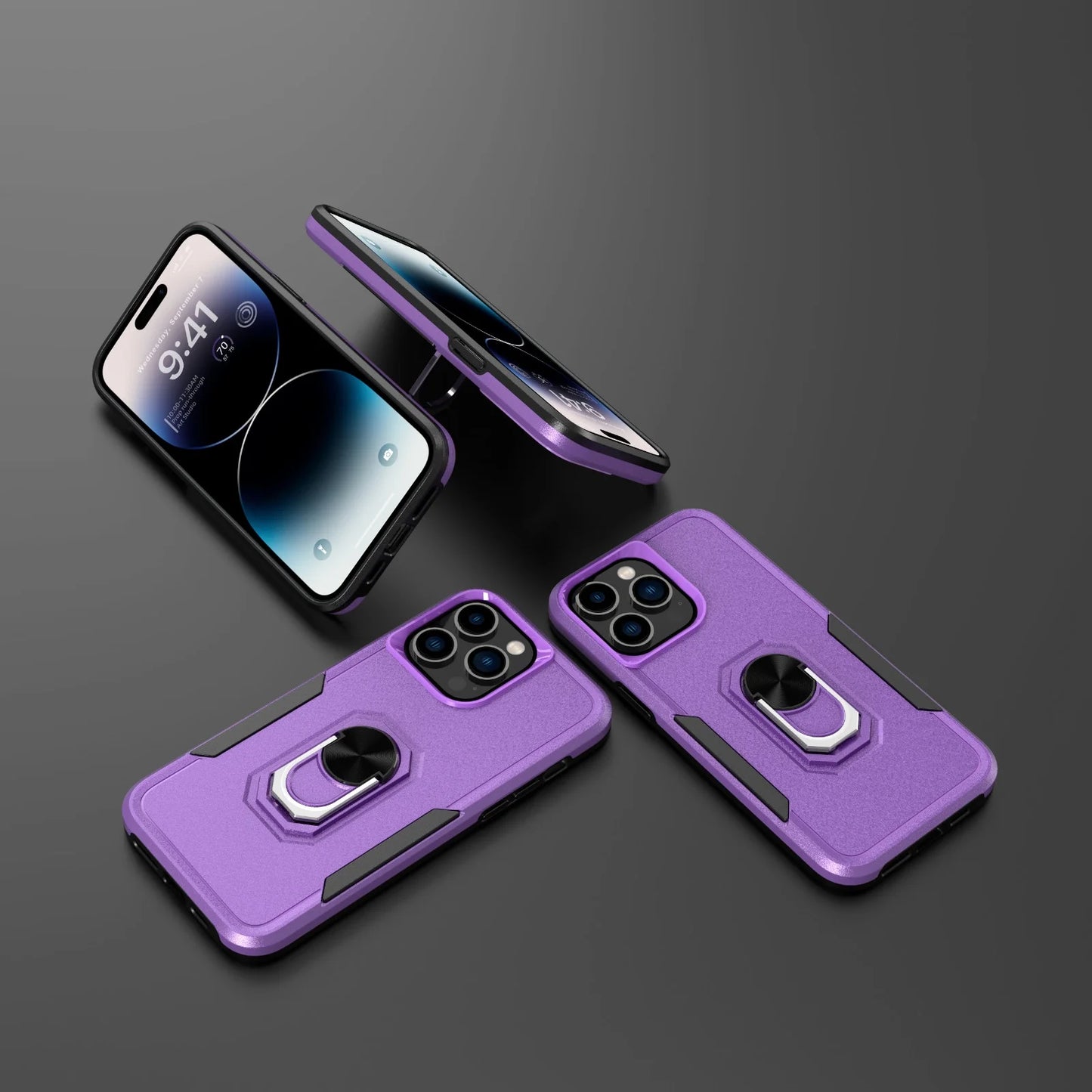 Phone Case with Ring Stand for Iphone 14 Pro Max/14 Pro/14 Plus/14 Shockproof Armor Cover, Purple