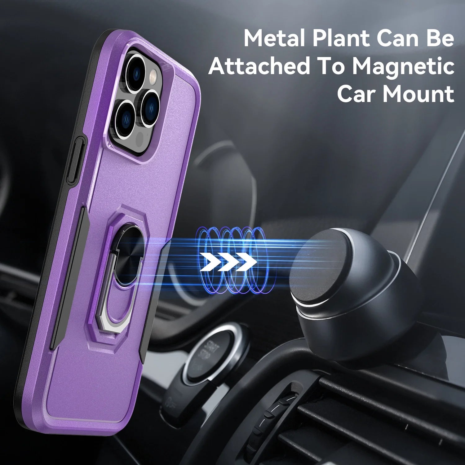 Phone Case with Ring Stand for Iphone 14 Pro Max/14 Pro/14 Plus/14 Shockproof Armor Cover, Purple