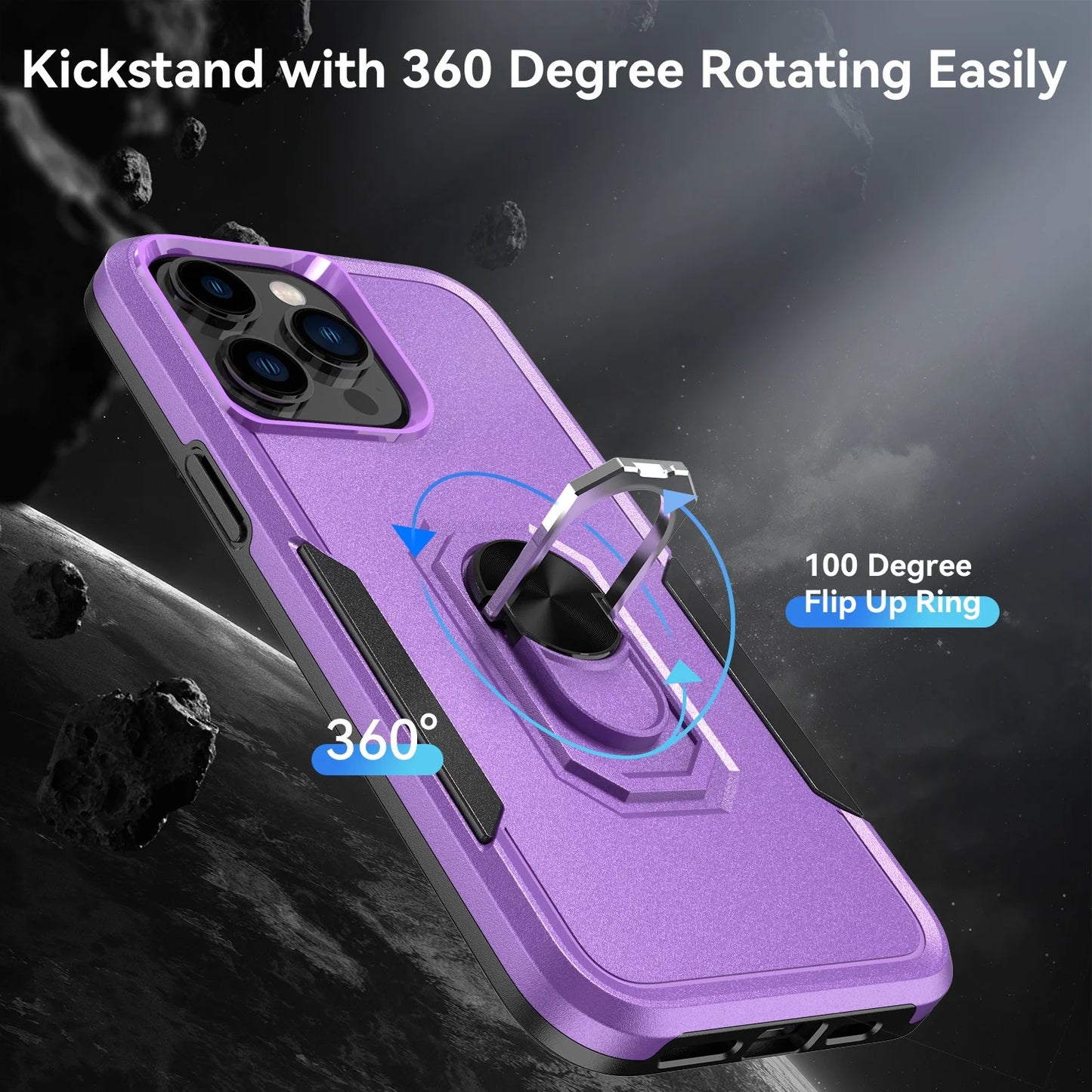 Phone Case with Ring Stand for Iphone 14 Pro Max/14 Pro/14 Plus/14 Shockproof Armor Cover, Purple